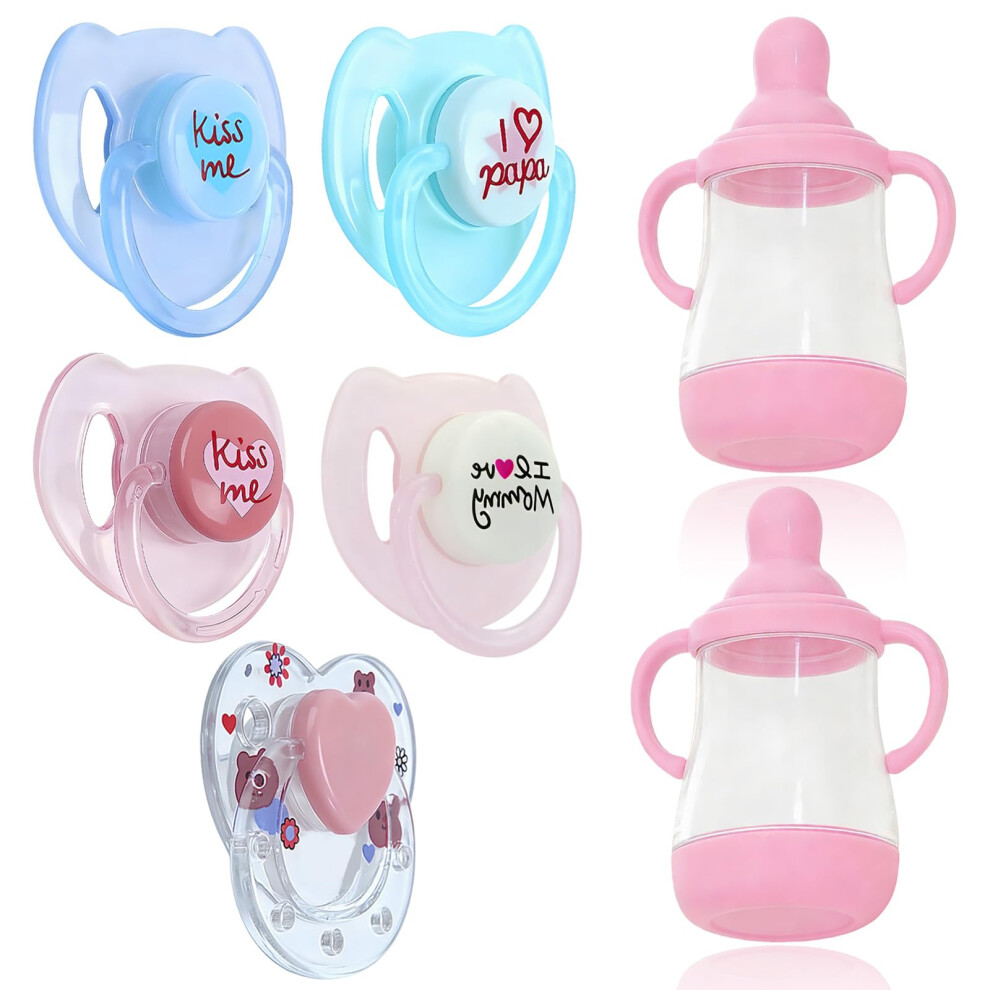 Nuneoeuo 7Pcs Set Magnetic Dummies For Reborn Dolls Pacifier Milk Bottle, Magnetic Doll Dummy Pacifiers Reborn Doll Accessories Soothers Supplies Dolls Access