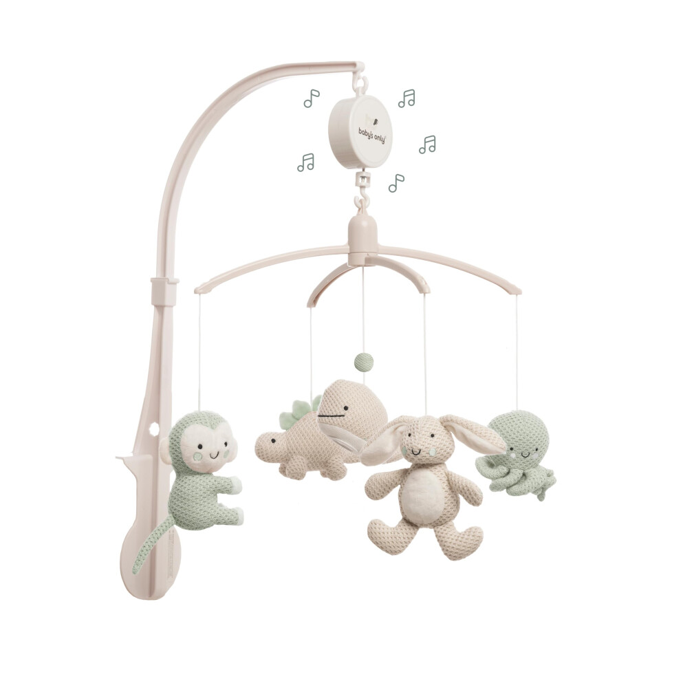 Bo Baby's Only Baby's Only Musical Animal Mobile - Crib And Playpen Mobile With Music For Boys And Girls - Laurel Green/Warm Linen