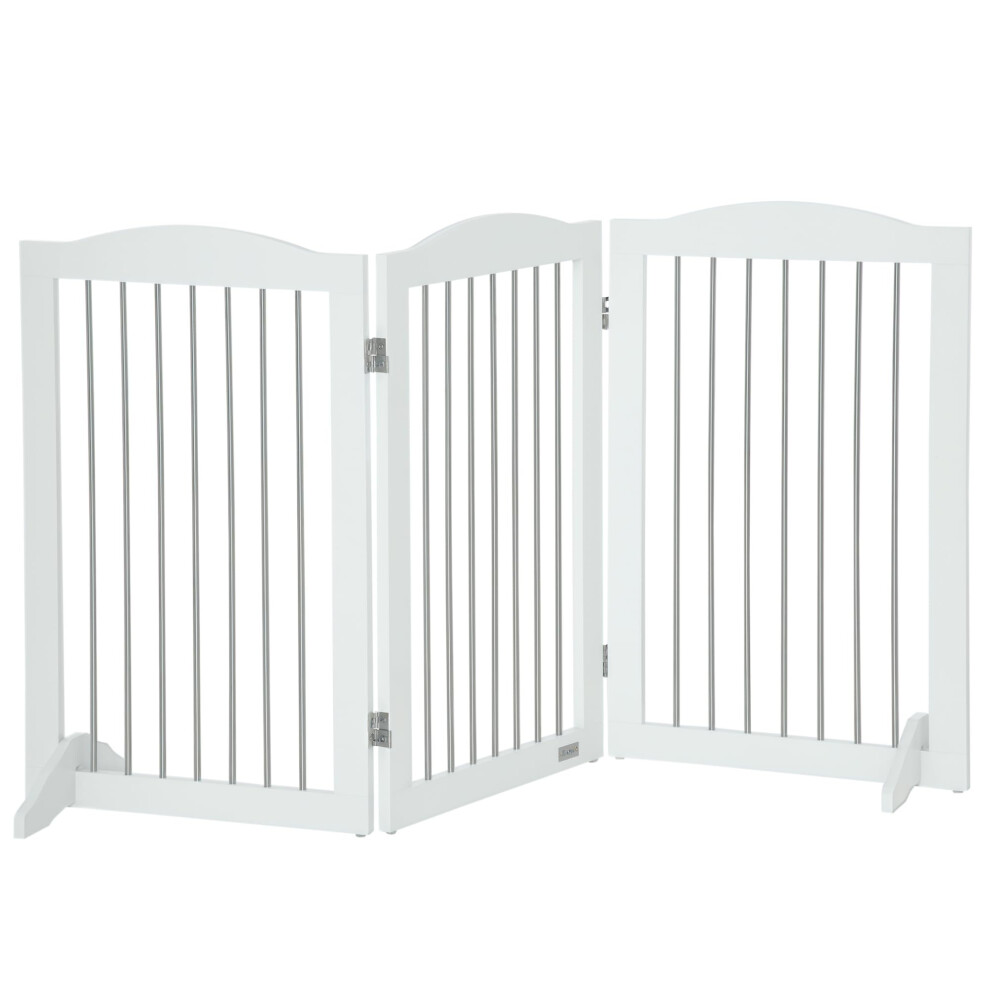 Pawhut Foldable Dog Gate, Freestanding Pet Gate With Two Support Feet