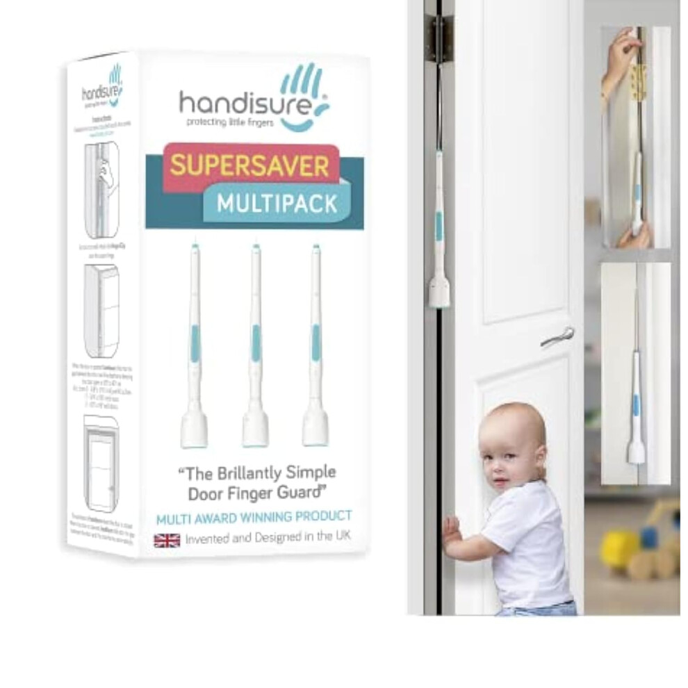 Handisure Award Winning 3 Automatic Child Door Finger Guards, Door Locks & Window Guards, Door Hinge Guard & Lock Side Safety, Baby Door Stopper, Eas
