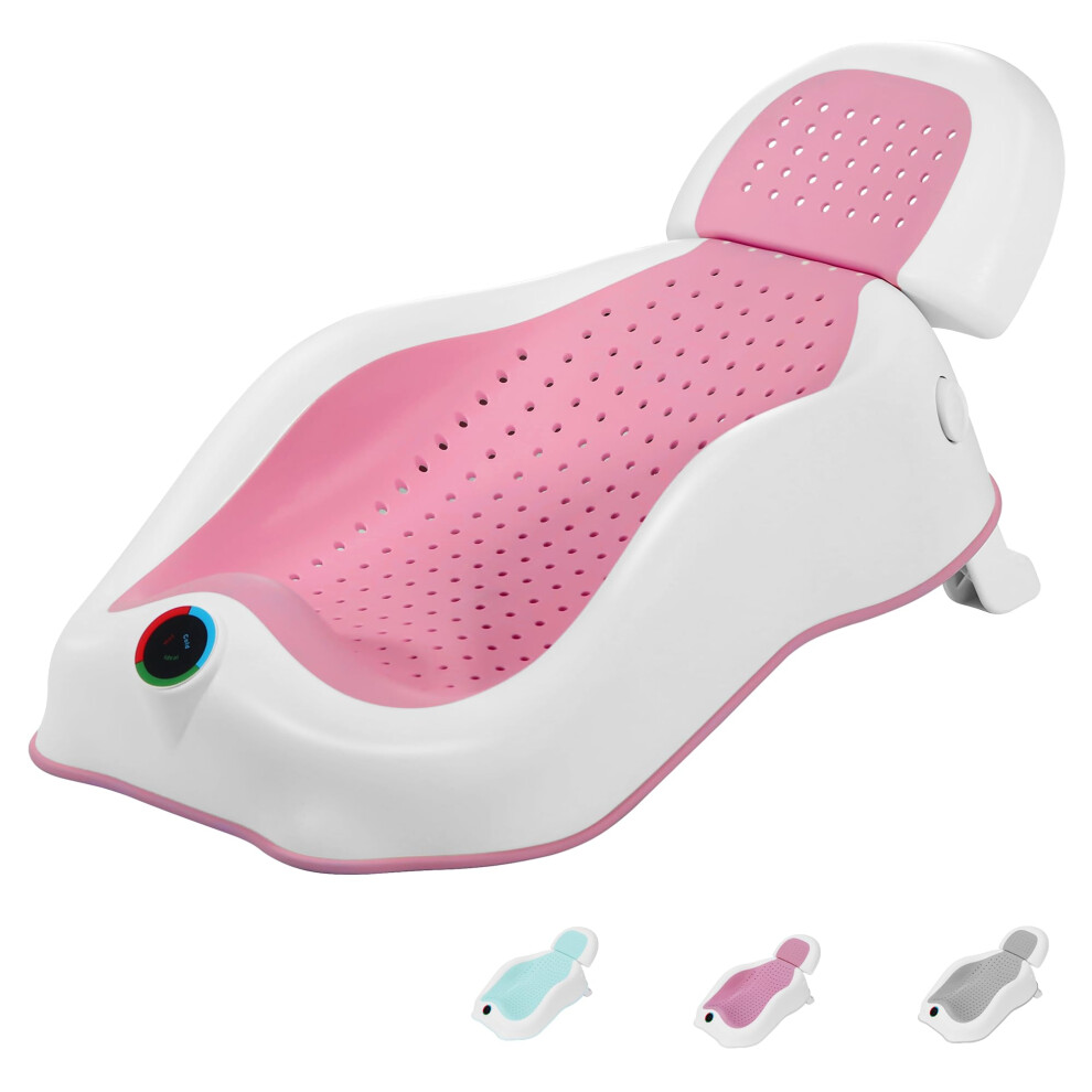 Maikkb Baby Bath Seat Newborn Bath Seat With Thermometer,Foldable Baby Bath Support 0-6 Months Bath Seat,Travel Bath Chair For Bathtub,Baby Essential