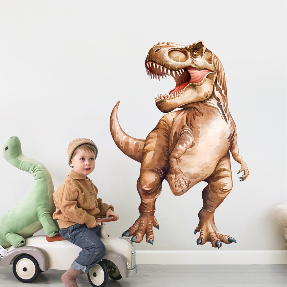 Tanlaby Large Dinosaur Wall Decals Brown T-Rex Wall Stickers Peel And Stick Dinosaur Wall Sticker Art Decor For Baby Nursery Boys Girls Kids Toddler