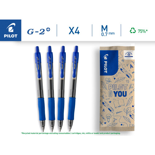 Pilot PILOT - G2-07 Gel Ink Rollerball Pen - Medium 0.7mm Tip - 4 x Blue 1