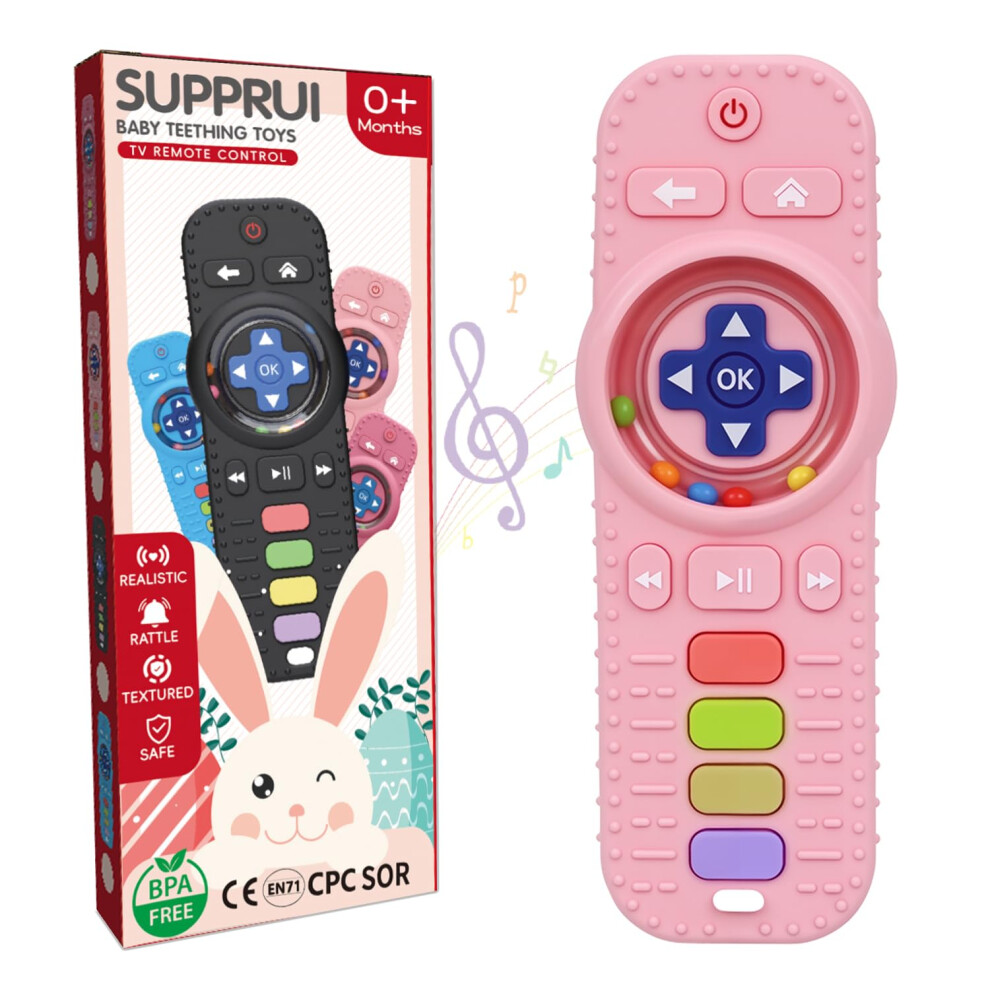 Supprui Teething Toys For Baby,Silicone Remote Control Baby Rattle Teether Baby Teething