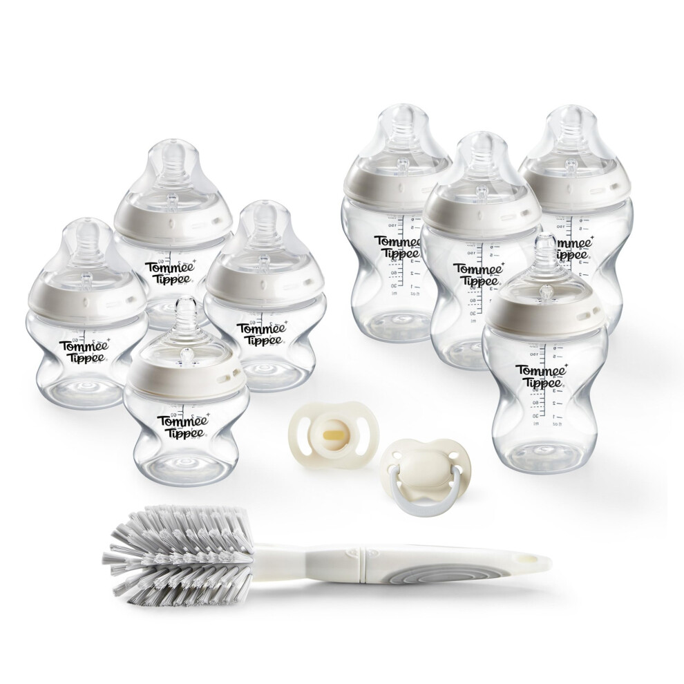 Tommee Tippee Natural Start Bottle & Soother Starter Set, 150Ml & 260Ml Natural Start Self-Sterilising Bottles, With Extra Slow & Slow-Flow Teats, An