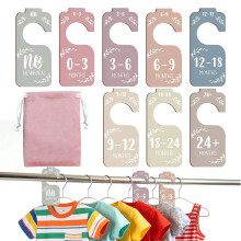 8 Pcs Baby Wardrobe Dividers, Double-Sided Wooden Baby Clothes Dividers, Baby Closet Divider for Newborn to 24 Months,Babies Wardrobe Organiser with