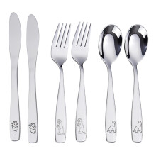 6Pcs Dinosaur Cutlery and Fork Set, Cutlery Set Stainless Steel and Fork