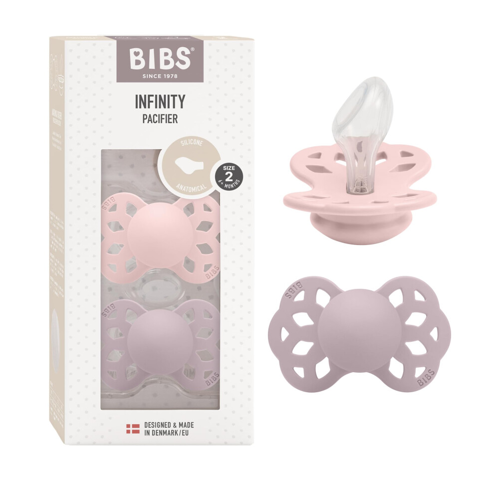 Bibs Infinity Anatomical Soother 2-Pack, Bpa Free, Orthodontic Silicone Nipple, Orthodontic Nipple. Silicone, Made In Denmark, 6-18 Months (Pack Of 2