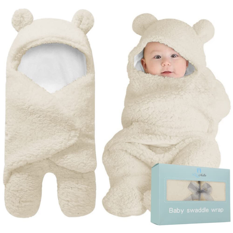 Baby Swaddle Blanket | Ultra-Soft Plush Essential For Infants 0-6 Months | Receiving Swaddling Wrap | Ideal Newborn Registry And Todd Beige Bluemello