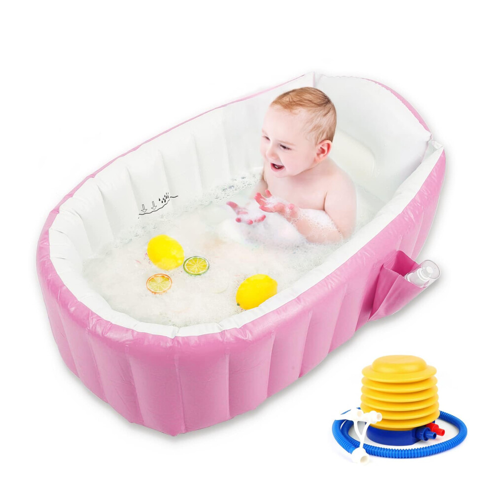 Metalnuts Inflatable Baby Bath Â Portable Baby Bath Tub With Air Pump, Foldable Blow Up Bath For Newborns & Toddlers, Non-Slip Travel Toddler Bath With Drain