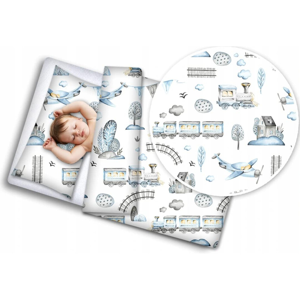 Baby Mam Babymam 2Pc Cotton Baby Bedding Cot Toddler Duvet Cover And Pillowcase Set To Fit Cot Bed 120X90cm Retro Locomotive