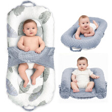 Asstikoo Baby Nest Pod, 3-in-1 Baby Essentials for Newborn, Foldable Baby Sleep Pod Soft Breathable 100% Cotton, Baby Lounger for 0-24 Months Baby Tra