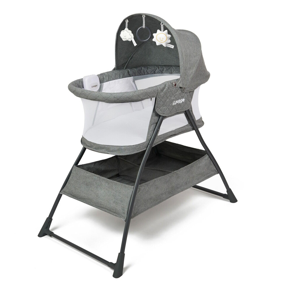 Sleepy Vibrating Side Crib & Moses Basket - Anthracite Puggle