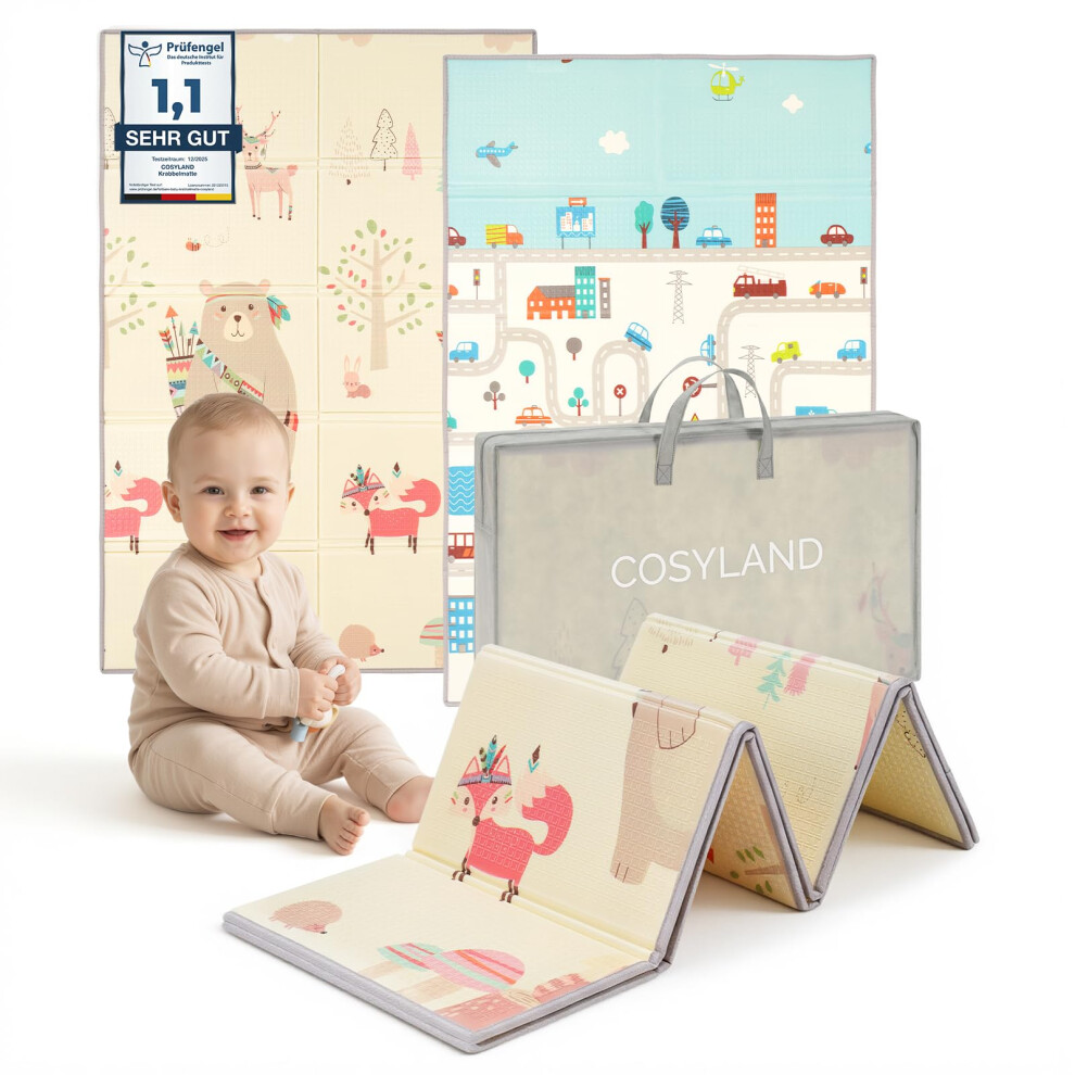 Cosyland Baby Play Mat - 71X59 Inches Extra Large Crawling Mat With Soft Thick F