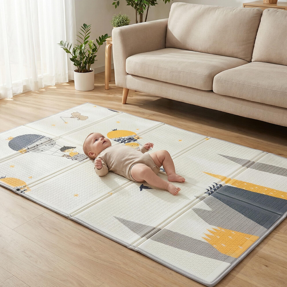 Pikatoyz Wipeable Baby Mats For Floor Play With Carrying Bag | Foldable 180120 Cm Baby Playmat | Soft Baby Play Mats For Floor Crawling Toddlers |