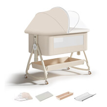 4 in 1 Baby Bedside Crib,6 Height Adjustable Next to Me Crib,Co-Sleeping Baby Co