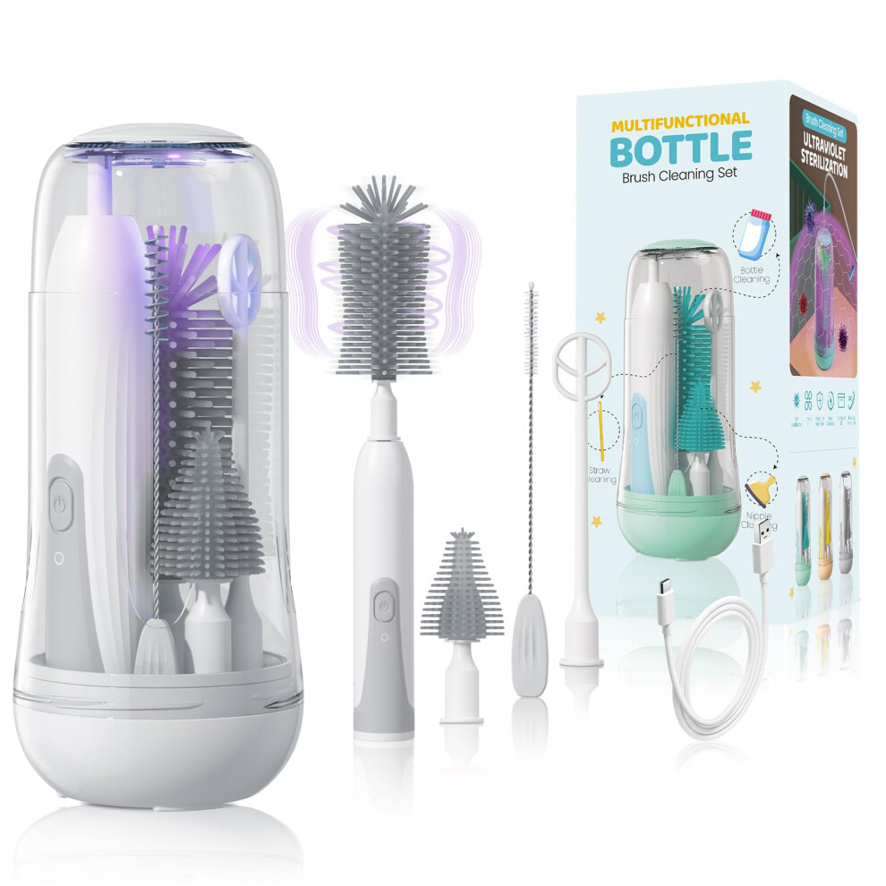 Electric Baby Bottle Brush Set,Portable Bottle Brushes For Cleaning With Uv Steriliser,Milk Frother Electric,Nipple And Straw Brush,Bottle Dry Orzbow