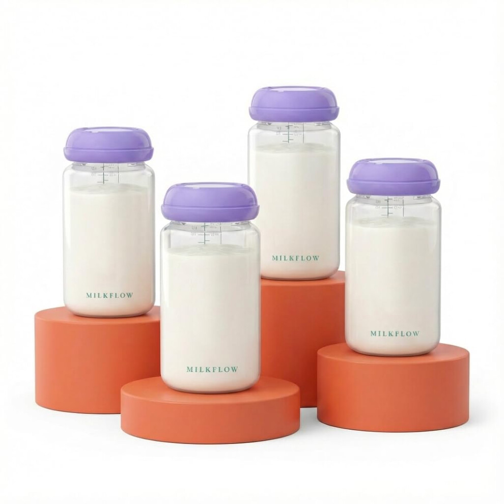 4Pcs Breastmilk Storage Bottles Compatible With Spectra S1/S2/9 Plus & Motif Luna Pumps,Leak-Proof Bpa Free Breast Milk Storage For Pumping With Lids Milkflow