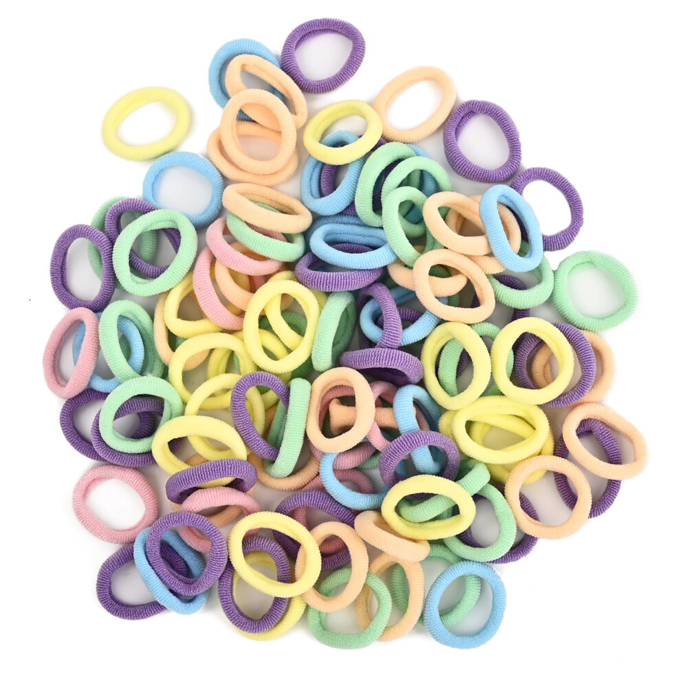 Necxon 100 Pcs Baby Hair Bands, Toddler Hair Accessories Baby Hair Bobbles Mini Soft Small Hair Bands For Girls Kids Toddlers Women (Candy Color)