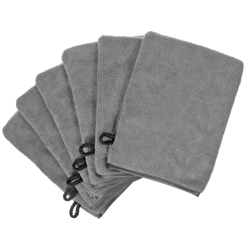 6Pcs Microfibre Face & Body Wash Mitts, Lightweight Absorbent Soft Wash Cloth, Makeup Remover Mitt, Bath Spa Washcloth,2115Cm, Grey Phogary