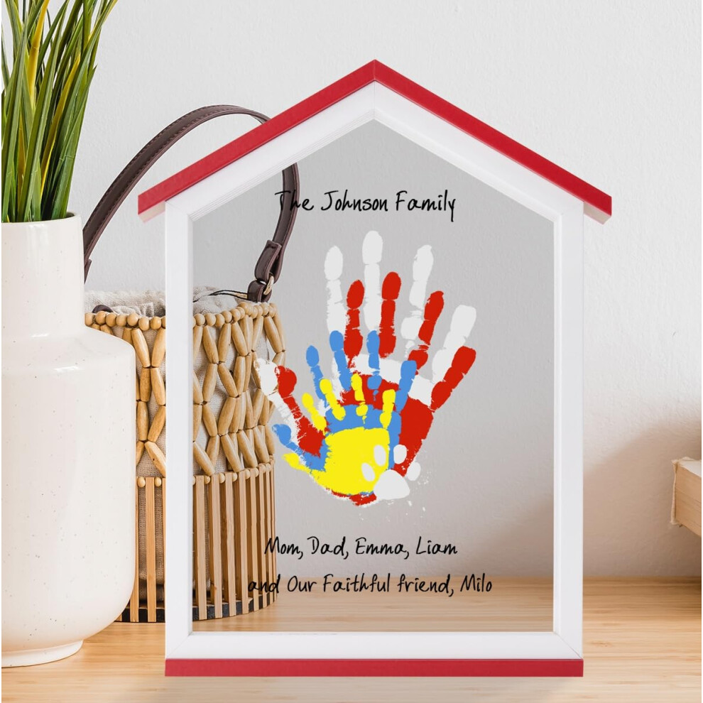 Cherry Cheers Exclusive House Shaped Family Handprint Kit; Unique Diy Keepsake, Complete Set, Meaningful Gift For Home Decor, Family Craft & Memory M