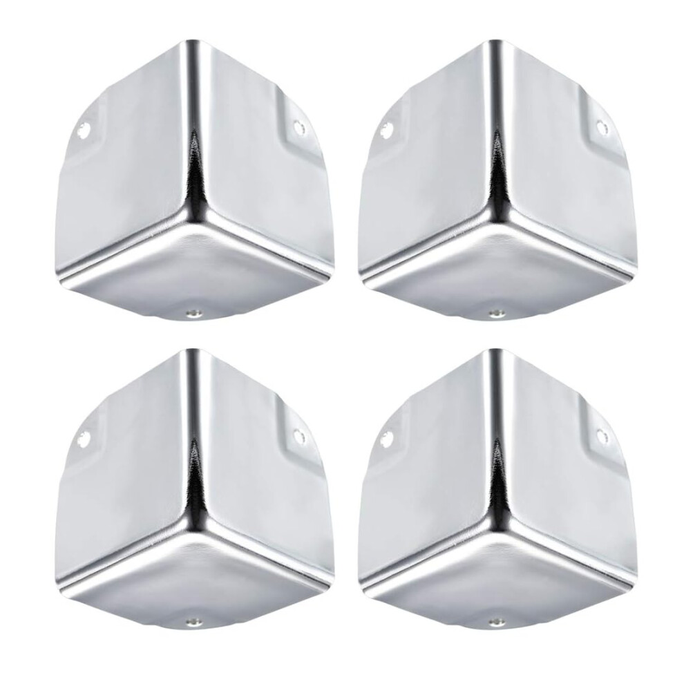 Ta-Vigor 4Pcs Metal Corner Protectors, 50 X 50 X 50Mm Edge Guard Decorative Corner Bracket, Silver Angle Brace Cover For Tables Chests Suitcase Jewel