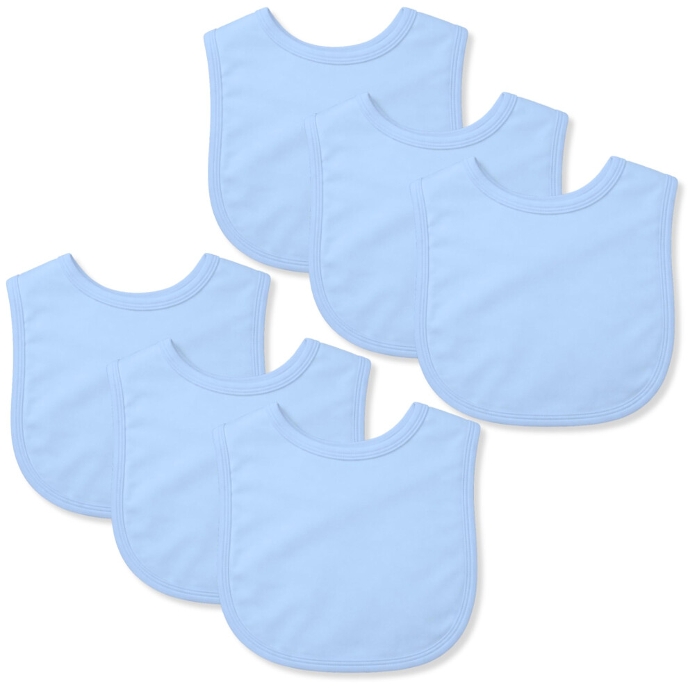 Baby Togs Baby Bibs, 100% Cotton Dribble Bibs For Boys & Girls 0-24 Months 3 Pack Or 6 Pack, Teething Bib, Milk Feeding Bib Blue 6 Pack