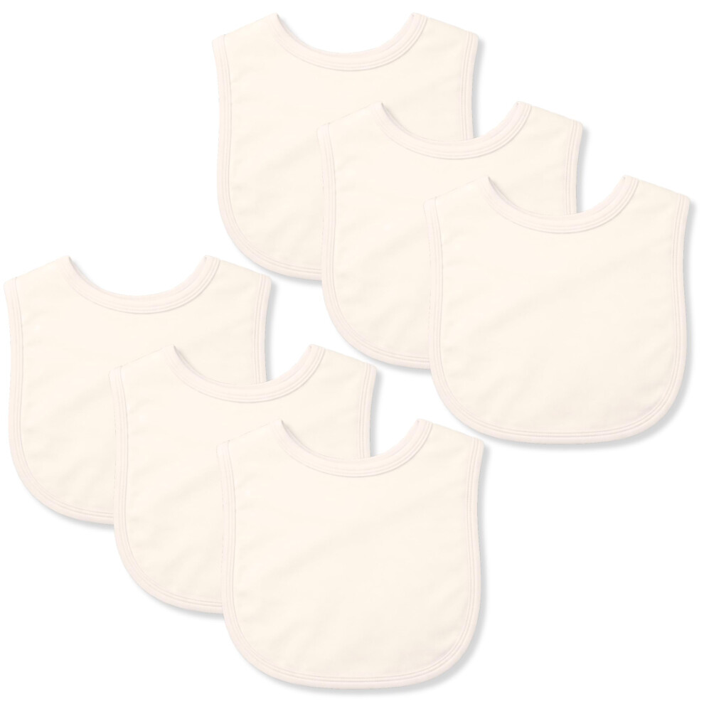 Baby Togs Baby Bibs, 100% Cotton Dribble Bibs For Boys & Girls 0-24 Months 3 Pack Or 6 Pack, Teething Bib, Milk Feeding Bib Cream 6 Pack