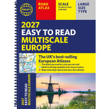 Philip's 2027 Easy to Read Multiscale Road Atlas of Europe: A4 Spiral edition (Philip's Road Atlases)