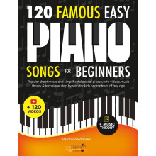 120 Famous Easy Piano Songs for Beginners: Popular Sheet Music and Simplified Classical Pieces, With Videos, Music Theory & Technique, Step by Step,