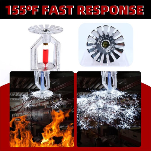 1set/10pcs Fire Sprinkler  - Copper Chrome, 1/2" NPT 155(68C) Pendent Type Spray, K80 Fast Response Automatic 2