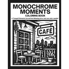 MONOCHROME MOMENTS: Peaceful Stress Relief Coloring Book For Teens, Adults And All Ages With Mindful illustrations to Color with One Black Pen (One P