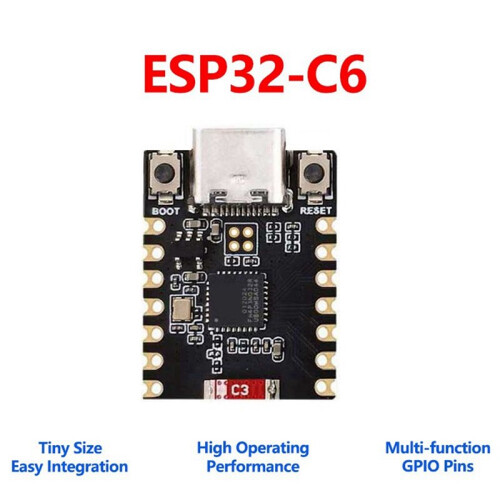 Placa de Desenvolvimento ESP32-C6  com Suporte para WiFi de 2,4 GHz e  RISC-V de Baixo Consumo Sem Tela OLED de 0,42 Polegadas 2