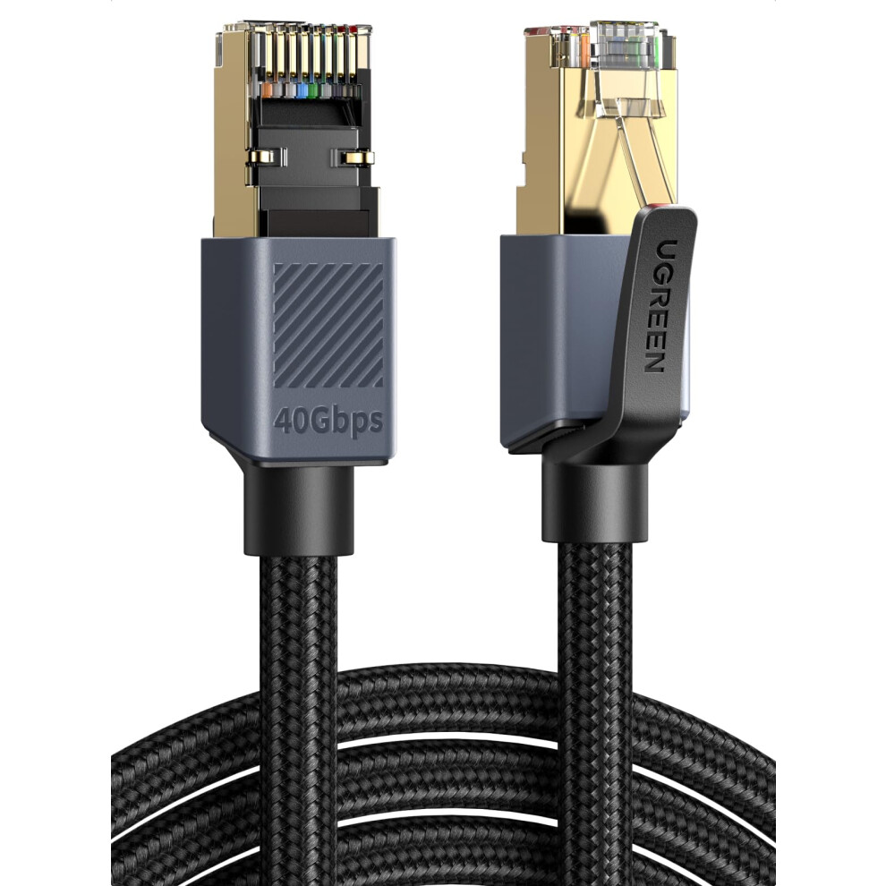 Ugreen Ethernet Cable 2M, Cat 8 High-Speed Network Cable 40Gbps 2000Mhz Rj45 Lan Cable, F/Ftp Poe Braided Gigabit Internet Cable Compatible With Wifi 5001187304207