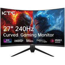 KTC 27 Inch 240Hz Curved Gaming Monitor, 1000R VA, QHD 2K (2560x1440p), 2500:1 Contrast, Adaptive Sync, 1 x DP 1.2 (240hz) / 2 x HDMI 2.0 (144hz) / E