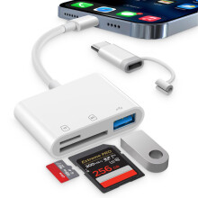 Dalimee 3 in 1 SD Card Reader for iPhone, [Apple MFi Certified], Lightning & USBC to SD Card Reader with SD, Micro SD/TF and USB A Slot, Plug & Play,