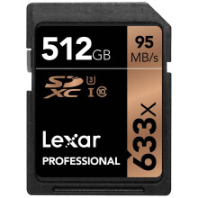 Lexar Professional 633x SD Card 512GB, SDXC UHS-I Card, Up To 95MB/s Read, for Mid-Range DSLR, HD Camcorder, 3D Cameras (LSD512CBEU633)