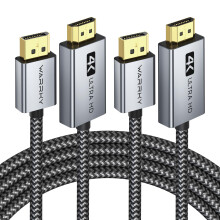 WARRKY 4K DisplayPort to HDMI Cable, Display Port to HDMI Port, [Nylon Braided, Alloy Case] Gold-Plated Uni-Direction DP to HDMI Lead, Compatible wit