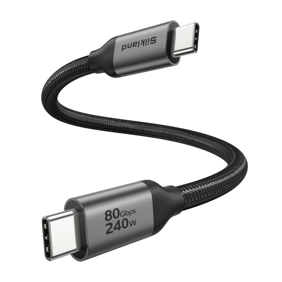 Silkland 80Gbps Usb4 Cable For Thunderbolt 5 Cable 0.3M, 120Gbps Bandwidth For 16K/Dual 8K, 4K@540Hz, 240W Usb C To Usb C, Compatible Thunderbolt 4/5 5000658276289