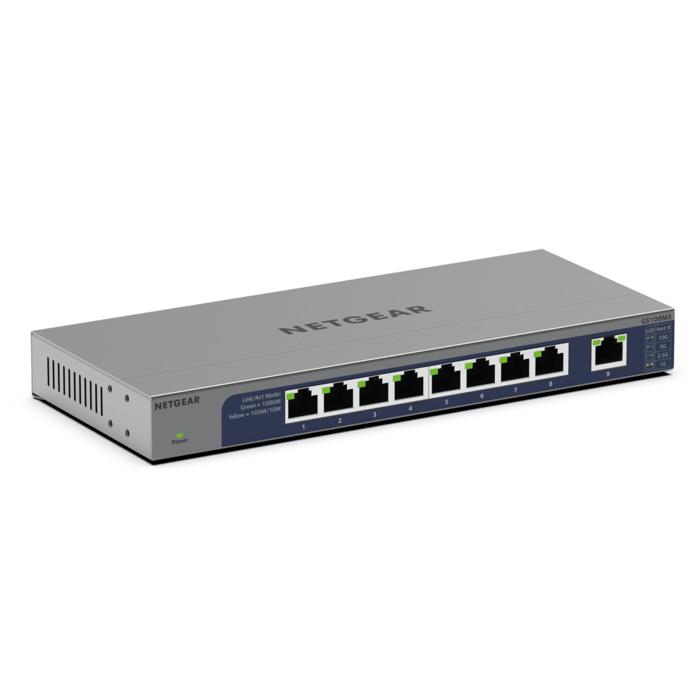 Netgear 8 Port Multi Gigabit Network Switch (Gs108mx) | Unmanaged 10Gb Switch | 8X 1Gb | 1X 10Gb Rj45 Uplink | Desktop, Wall Or Rackmount