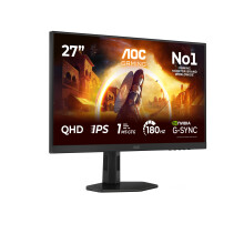 AOC Q27G4XD 27 inch WQHD Gaming Monitor 180Hz, Fast IPS Panel, 0.5ms MPRT, Adaptive Sync, HDR400, G-Sync Compatible, Height Adjustment, (2560x1440 HD