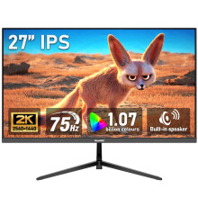 Gawfolk 27 inch IPS 2K QHD (25601440) Computer Monitor 75Hz Gaming PC Screen, 1ms,Adaptive Sync,100% sRGB, 1.07 Billion Colours,DisplayPort 1.4、