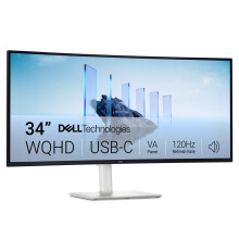 Dell 34 Plus USB-C Monitor - S3425DW, WQHD (3440x1440), 21:9 Curved, 120Hz, VA, 1ms, AMD FreeSync Premium, HDR10, Height Adjust, Built-in Speakers, 2