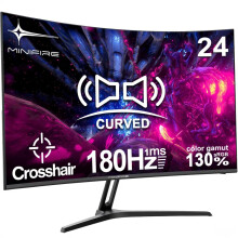 Minifire 24 Inch Curved Gaming Monitor 180Hz, Built in Speaker, FHD 1920x1080, Crosshair 1ms, sRGB130%, HDR, 1500R, FreeSync, 300cd/m², Frameless, HD