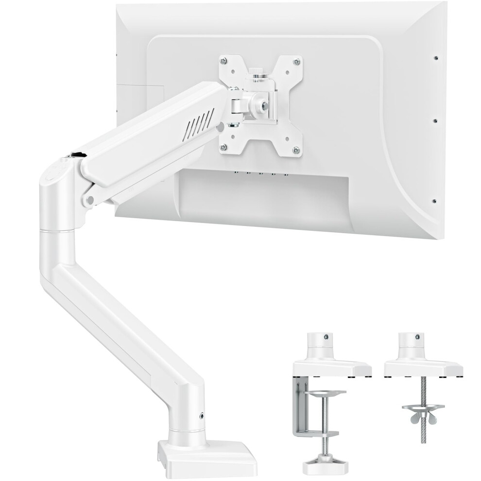 Elived Single Monitor Arm For Most 13-32 Inch Monitors With Vesa 75X75/100X100mm Up To 9Kg, 360 Rotation Gas Spring Arm With C-Clamp And Grommet Bas 5007939300190