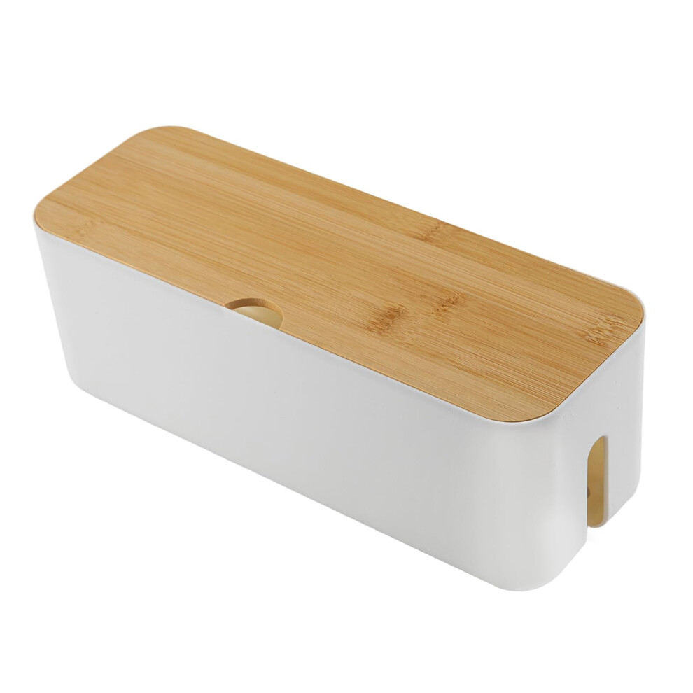 Cable Tidy Box 29X10x10cm Management Box Cord Organizer With Ventilated Lid, Hides Messy Wires For Desk Home Office Extension Cord Hider (White, Sing 5007970725938