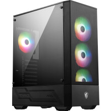 MSI MAG FORGE 112R Mid-Tower PC Case - Tempered Glass, ATX, Micro-ATX & Mini-ITX Capacity, Front Mesh Panel, 4 x 120mm ARGB fans with Hub Controller,