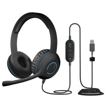 Cyber Acoustics Stereo USB Headset (AC-5008A), in-line Controls for Volume & Mic Mute, Adjustable Mic Boom for PC & Mac, Perfect for Classroom or Hom
