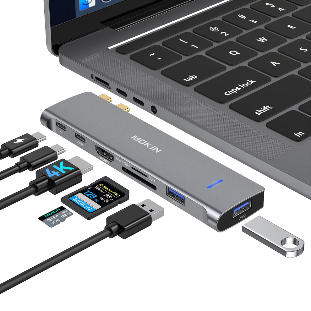 Macbook Adapter 7 In 2 Usb C Hub For Macbook Pro/Macbook Air/M1/ M2, Mac Usb C Multiport Macbook Hdmi Adapter With Thunderbolt 3 Port, 4K Hdmi, 100W 5003620130022