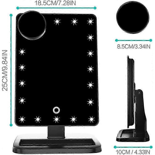 Bluetooth Lighted Vanity Makeup Mirror, Touch Screen, Black 1